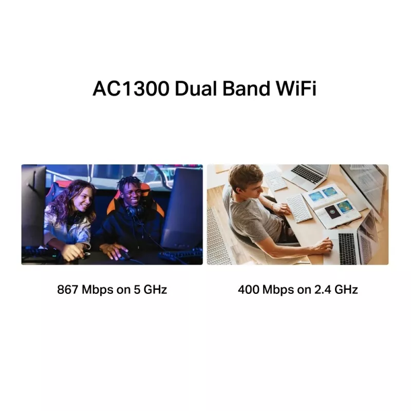 Mercusys MA30H adaptador Wi-Fi USB AC1300 High Gain de banda dupla, preto