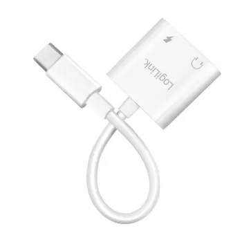 Adaptador de áudio USB-C LogiLink USB-C/M para 2x USB-C/F 60W PD branco