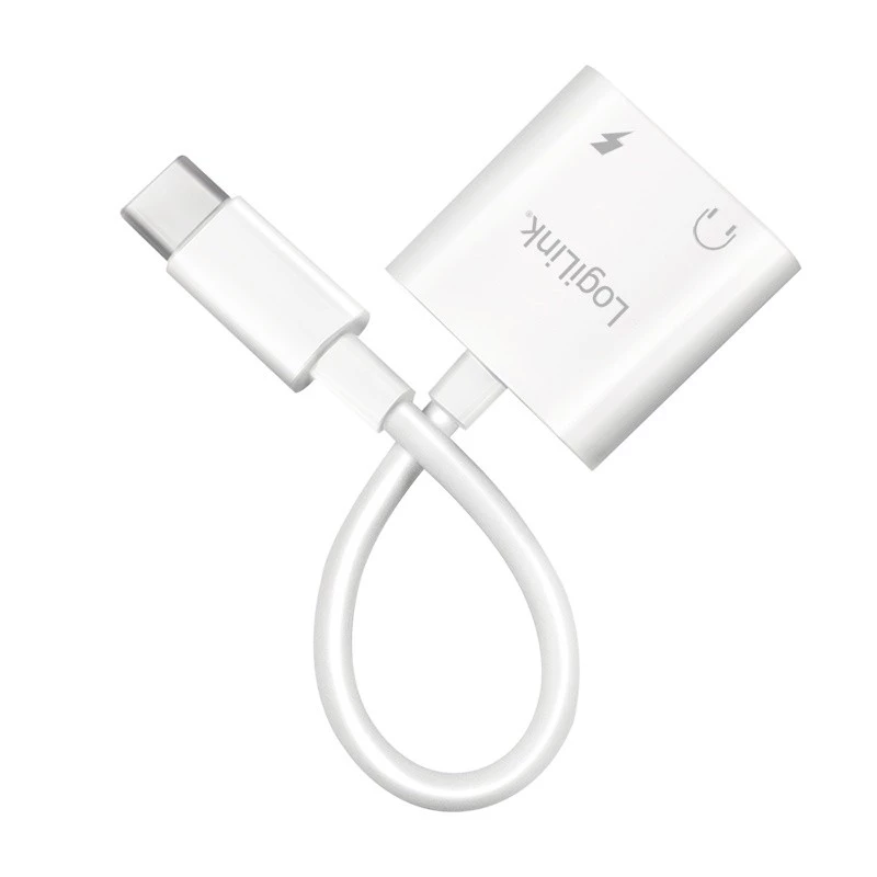 Adaptador de áudio USB-C LogiLink USB-C/M para 2x USB-C/F 60W PD branco