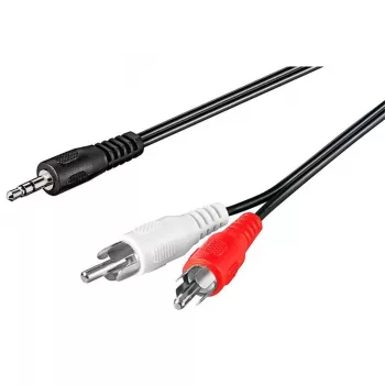 Cabo de áudio 3,5 mm > RCA estéreo (preto, 1,5 metros)
