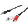 Cabo de áudio 3,5 mm > RCA estéreo (preto, 1,5 metros)