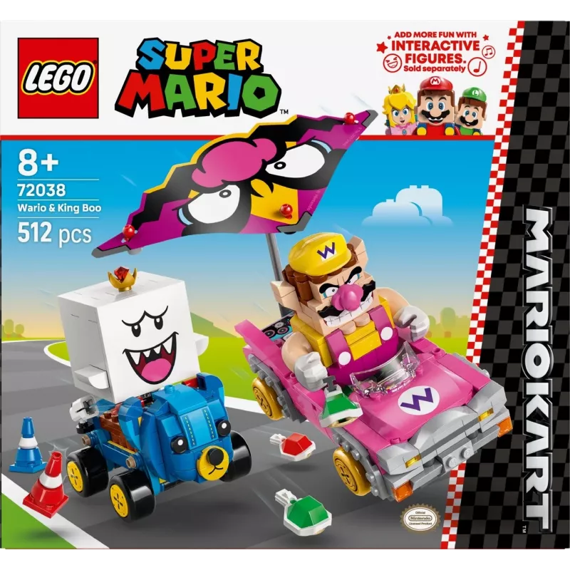 Conjunto de brinquedo de construção LEGO 72038 Super Mario Mario Kart Wario King Buu Huu – figuras de personagens e elementos de pista