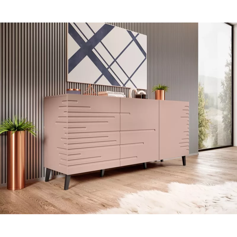 Cómoda cama meble Cama Nova 155 × 40 × 72 cm, rosa mate, corpo em MDF