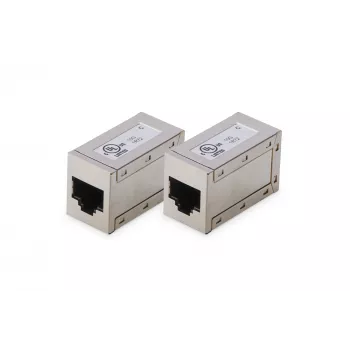 Acoplamento modular CAT 6 Digitus, blindado, 2 unid., RJ-45, contactos dourados, prateado