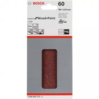 Folha de lixa Bosch C430 Expert para madeira e verniz grão grosso P60 80x133mm