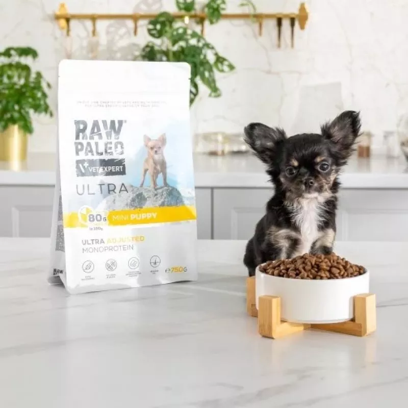 VetExpert Raw Paleo Ultra Mini Puppy ração seca de peru para cachorros 750 g