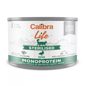 Comida húmida para gatos Calibra Cat Life Sterilised pato 200 g — patê húmido para gatos adultos esterilizados, monoproteico