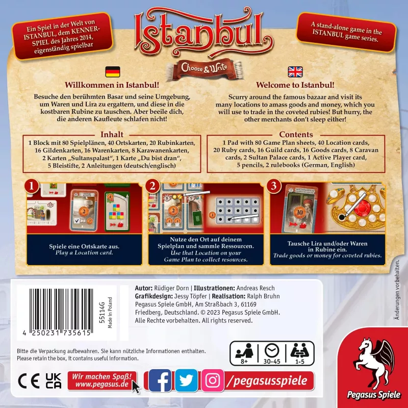 Istanbul - Choose & Write, jogo de tabuleiro