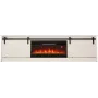 Móvel de TV com lareira elétrica Cama Meble modelo GRANERO RTV GRANERO + KOM B/B, 200 x 56,7 x 35 cm, branco/branco brilhante, 2 portas, 2 prateleiras, MDF/aglomerado
