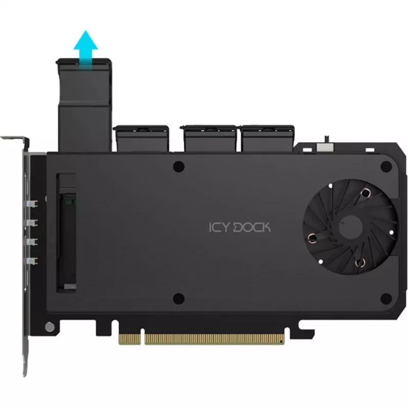 Placa adaptadora para rack móvel icy dock MB204MP-1B — rack móvel hot-swap para 4 × SSD M.2 NVMe