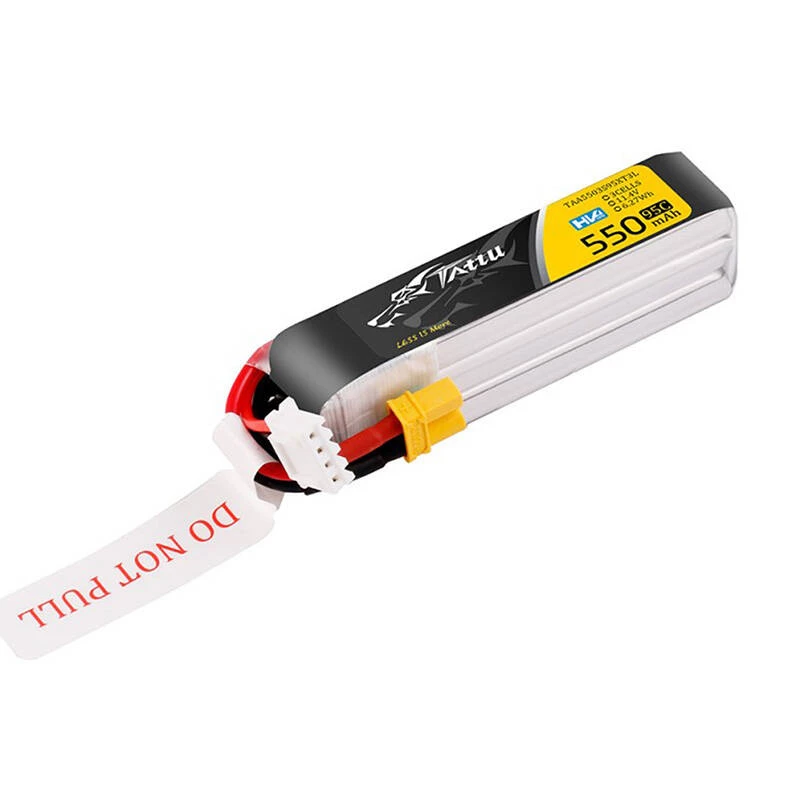 Bateria Tattu 3s 550mAh 95C 11.4V HV Lipo com ficha XT30 conector Long-Pack