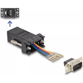 DeLOCK D-Sub 9 pinos macho para RJ12 fêmea kit de montagem preto