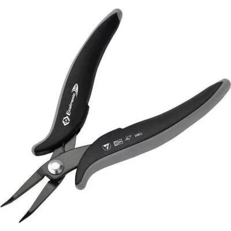 Pinça ESD c.k tools T3892 curvada a 45° 152 mm – pinça de precisão antiestática