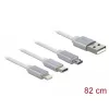 Cabo USB DeLOCK 85850 0,98 m USB 2.0 USB A USB C/Micro-USB B/Lightning