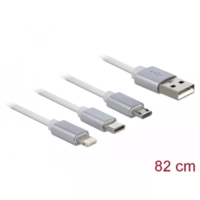 Cabo USB DeLOCK 85850 0,98 m USB 2.0 USB A USB C/Micro-USB B/Lightning