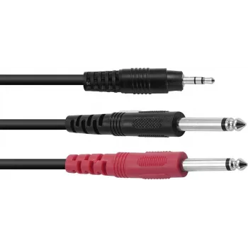 Cabo adaptador Omnitronic 3,5 mm para 2 × 3,5 mm, divisor estéreo, 1,5 m