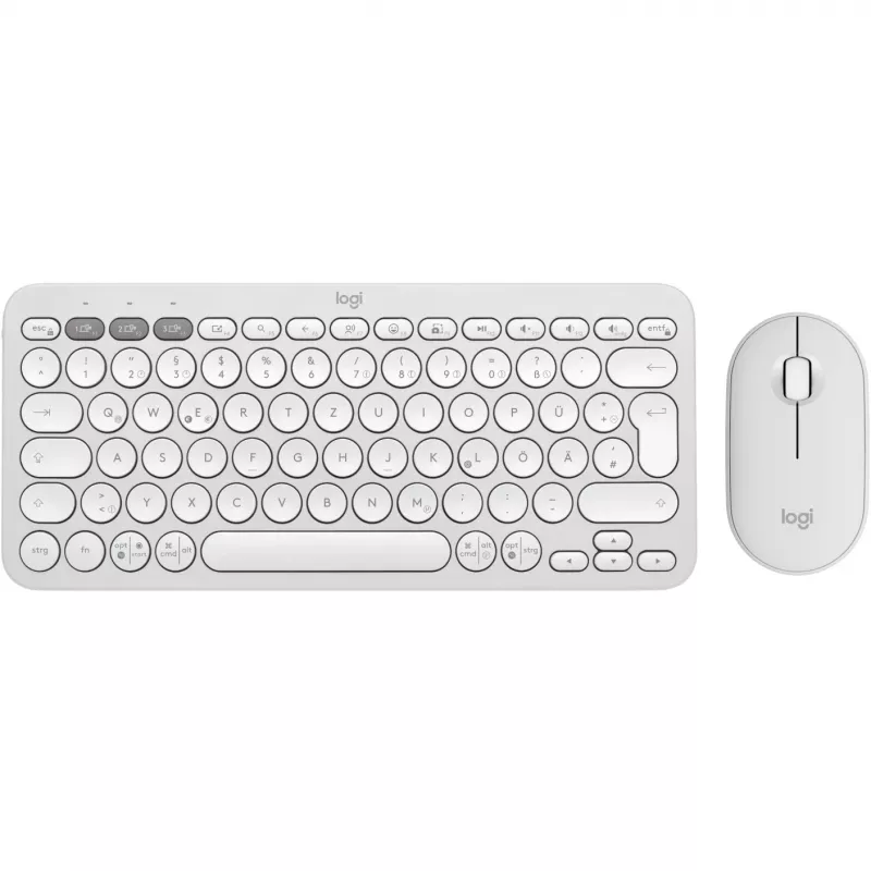 Conjunto Logitech Pebble 2 Combo, branco, sem fios, alemão, 920-012204