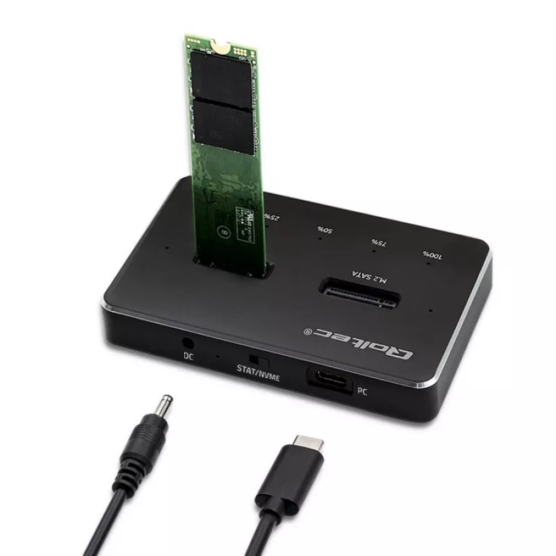 Qoltec 52274 Dock para SSD M.2 | NVMe | SATA | USB-C | DUAL 2 x 2TB