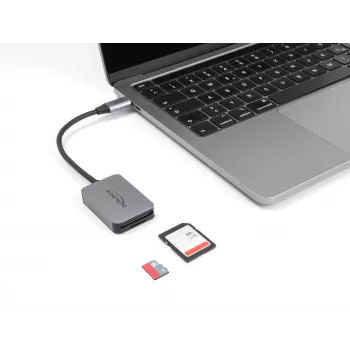 Leitor de cartões DeLOCK USB Type-C alumínio SD Micro SD 5000 Mbit/s