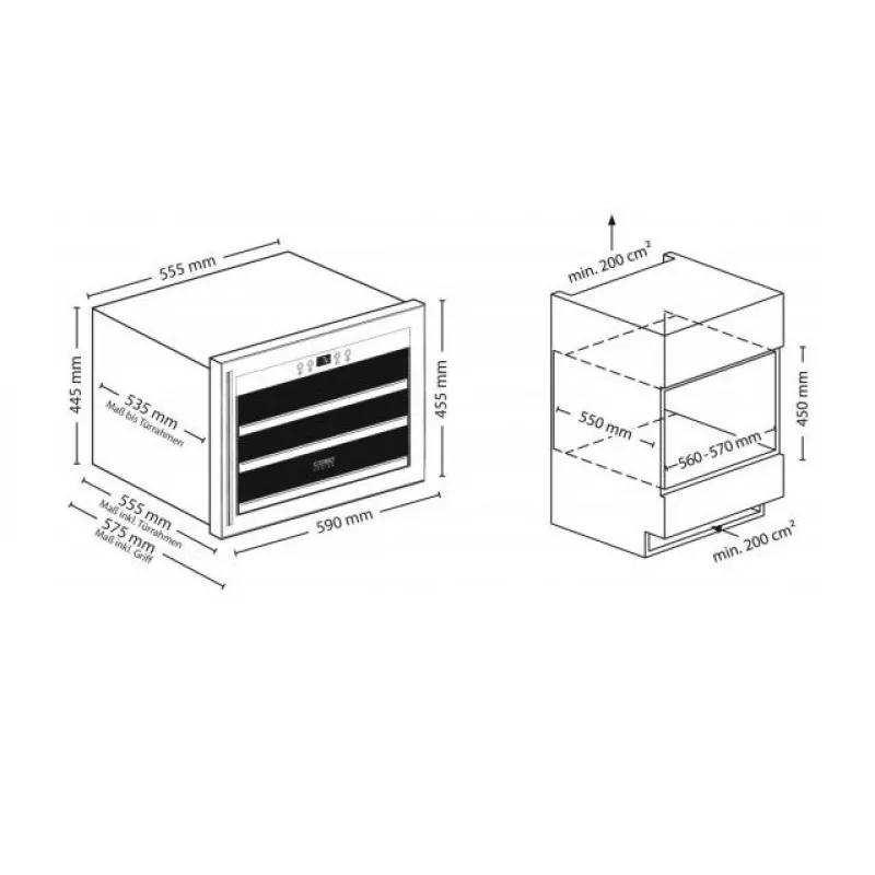 Garrafteira Caso WineSafe 18 EB Inox compressor 18 garrafa(s)