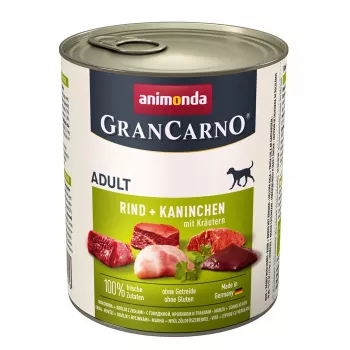 Comida húmida para cães animonda GranCarno vaca + coelho com ervas 800 g, adulto, lata