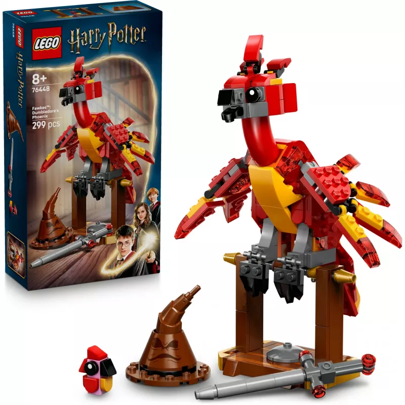 LEGO Fawkes construível – modelo Fénix de Dumbledore 76448, 299 peças, 160 mm de altura, idade 8+
