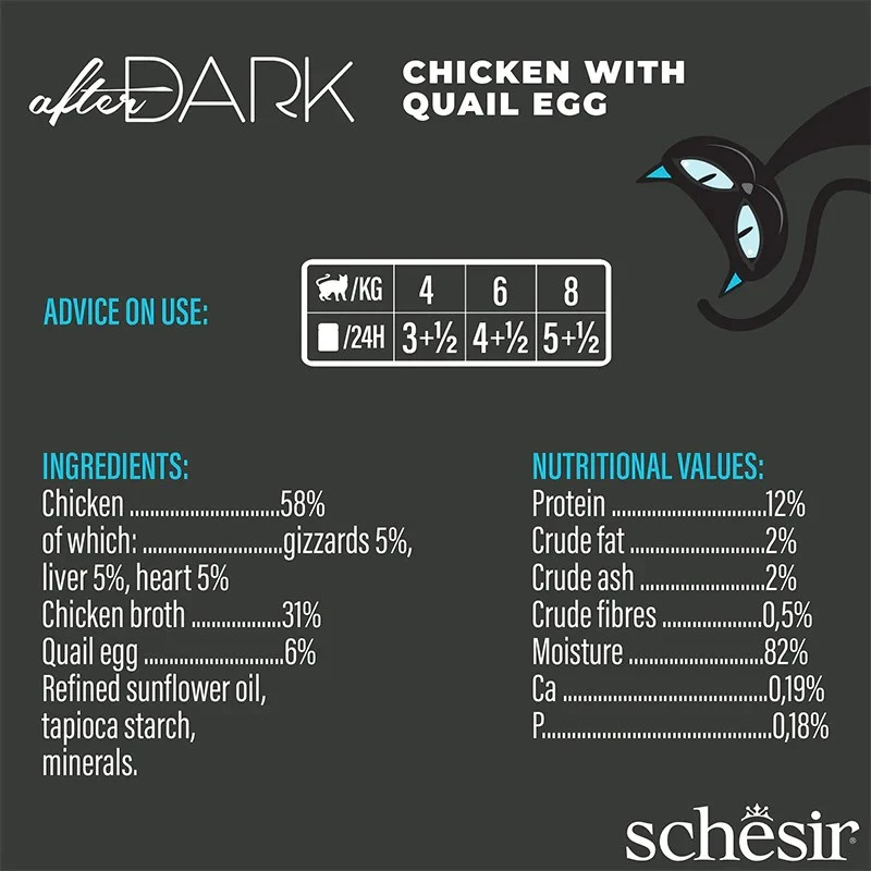 Alimento húmido para gatos Agras Pet Foods Schesir after Dark Complete Caldo 80 g – Frango, sem glúten, para gatos adultos