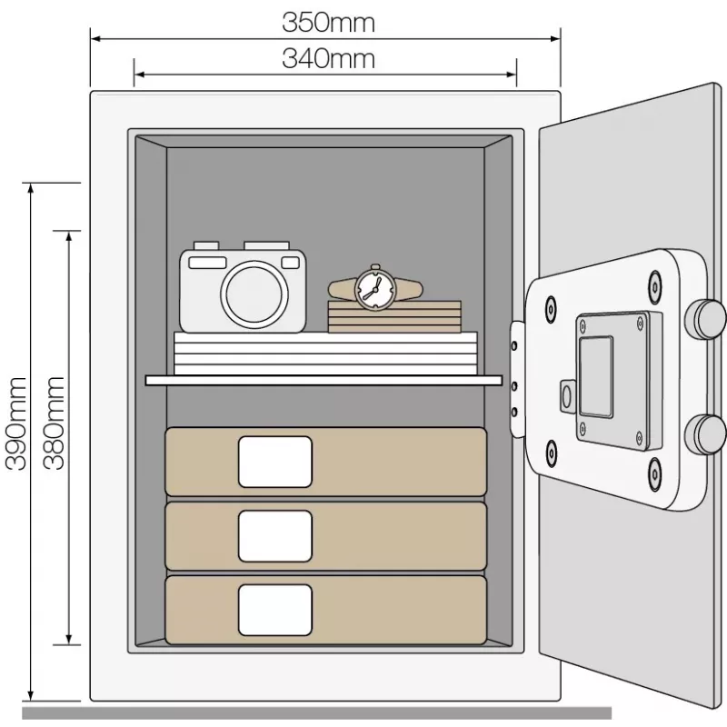 Cofre de escritório Yale YSV/390/DB2 — 40 L cofre de aço, preto, fechadura de combinação, montagem no chão/parede