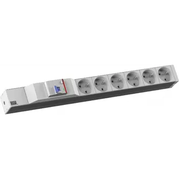 Unidade de distribuição de energia Bachmann 333.4065 com 1 interruptor, 6 tomadas Type E, cabo de 2,0 m