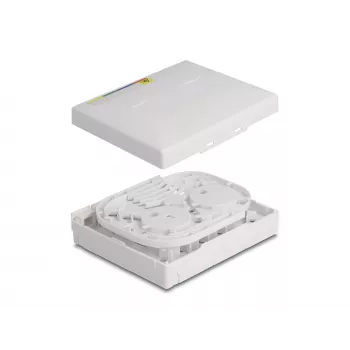 Caixa de ligação de fibra ótica DeLOCK FTTH montagem na parede 4 x SC Simplex LC Duplex branco