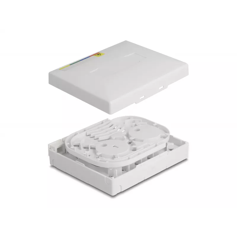 Caixa de ligação de fibra ótica DeLOCK FTTH montagem na parede 4 x SC Simplex LC Duplex branco