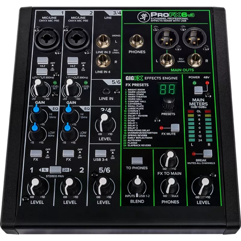 Misturadora Mackie ProFX6v3 misturadora analógica compacta de 6 canais com interface USB