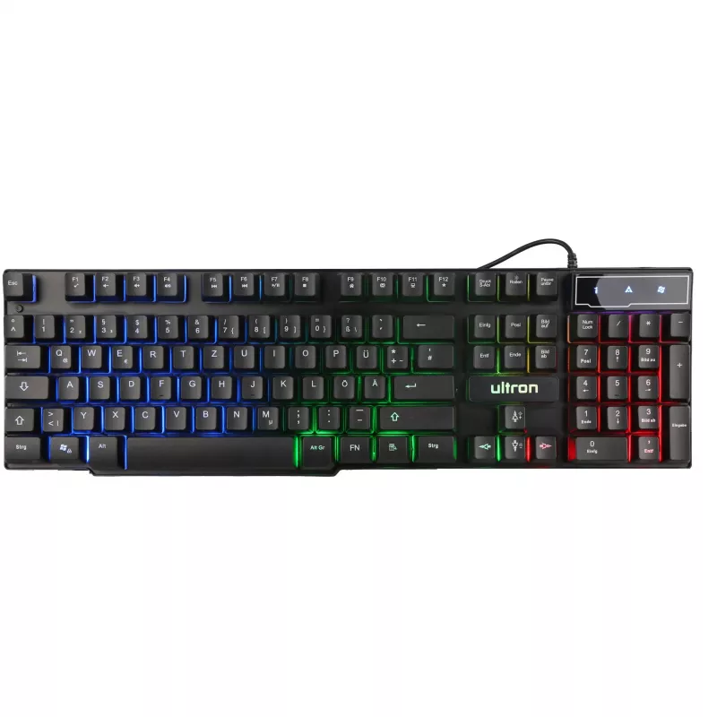 Conjunto gaming Ultron HAWK teclado rato QWERTZ alemão preto vermelho branco