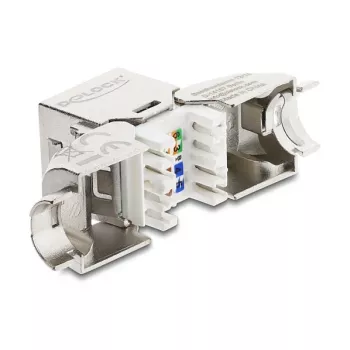 Módulo Keystone DeLOCK conector fêmea RJ45 para LSA Cat.6A bloqueio metálico sem ferramentas 90° angular blindado
