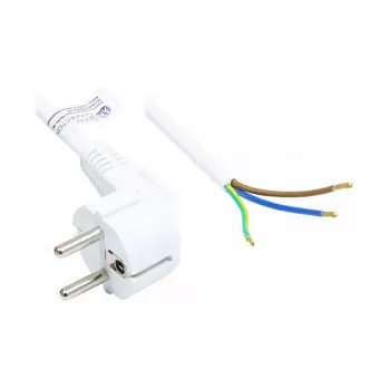 Cabo de alimentação ficha de contacto de proteção tipo E+F (CEE 7/7, angular) para extremidades descarnadas, branco, 0,75 mm², 2 m, Good Connections® (P0185-W020)