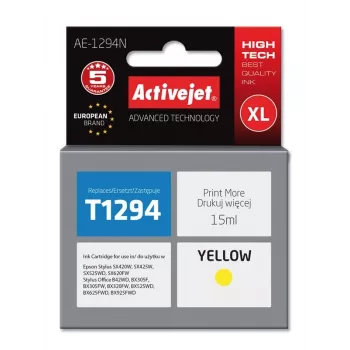 Tinteiro Activejet AE-1294N (substituto para Epson T1294; Supreme; 15 ml; amarelo)