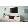 Móvel de TV com lareira elétrica Cama Meble modelo GRANERO RTV GRANERO + KOM B/B, 200 x 56,7 x 35 cm, branco/branco brilhante, 2 portas, 2 prateleiras, MDF/aglomerado