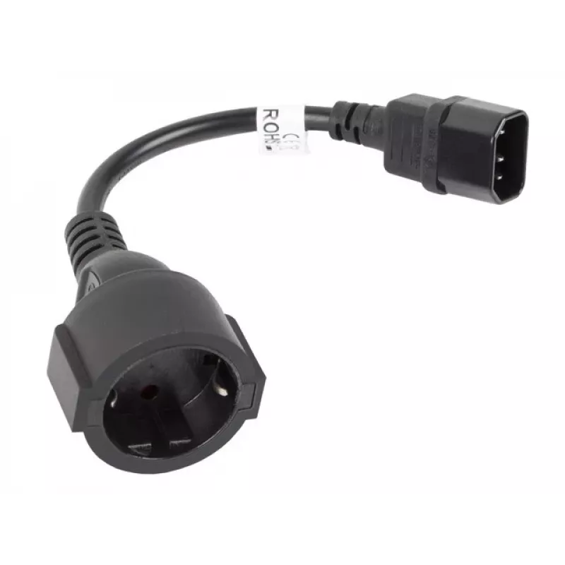 Cabo de alimentação Lanberg CA-C14E-10CC-0018-BK preto 0,18 m conector macho C14 (CA-C14E-10CC-0018-BK)
