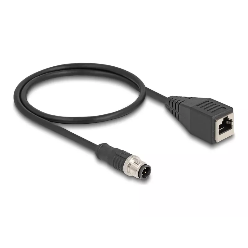 Cabo adaptador DeLOCK M12 codificação D de 4 pinos conector macho para conector fêmea RJ45 50 cm