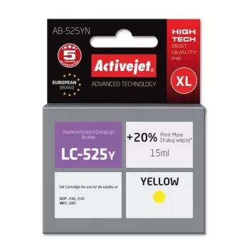 Tinta Activejet AB-525YN (substituto para Brother LC525Y; Supreme; 15 ml; amarelo)