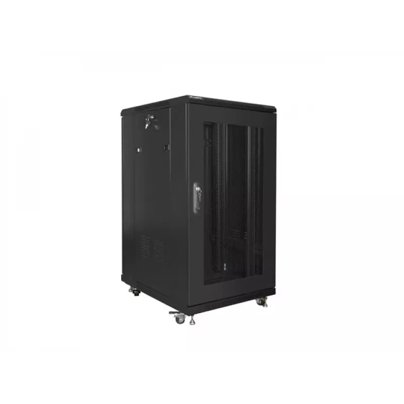 Armário rack autónomo LANBERG FF01-6822-23B 22U, calhas de 19 polegadas, 1159×600×800 mm, IP20, rodas, fechadura com chave, preto
