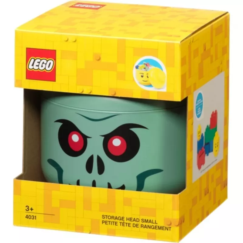 Caixa de arrumação Room Copenhagen LEGO cabeça Skeleton pequena, verde/preto