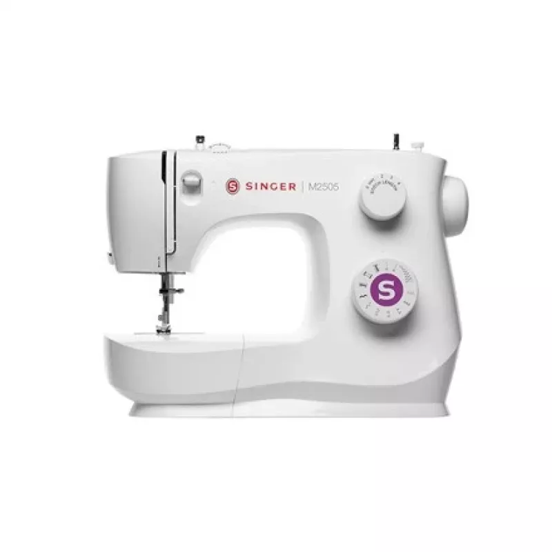 Máquina de costura mecânica SINGER M2505 – 10 pontos, casa de botão automática, braço livre, branca