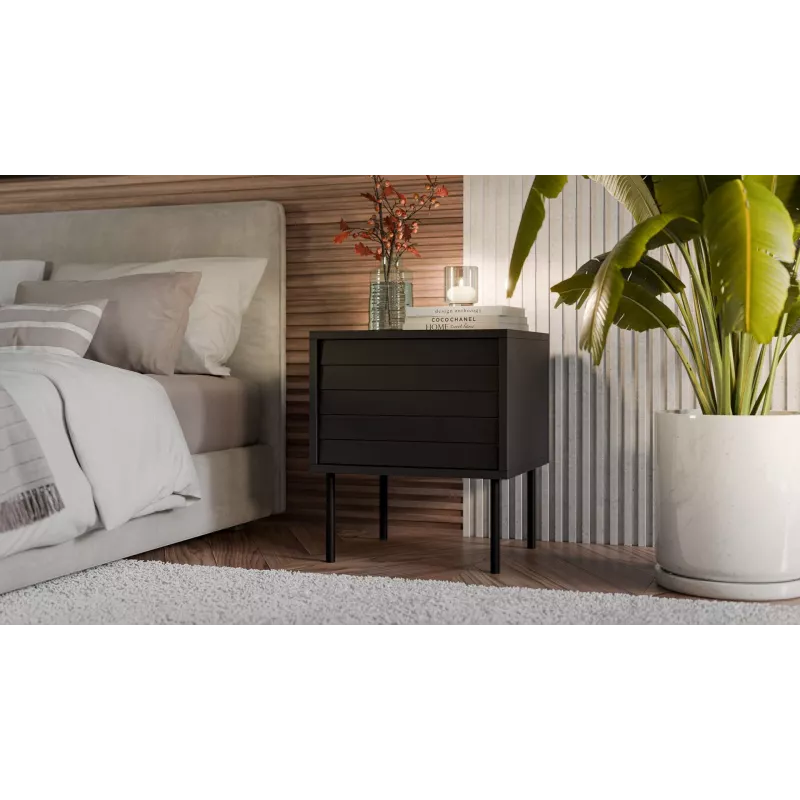 Mesa de cabeceira Cama, 2 unid. CORTINA 45x40x51 preto