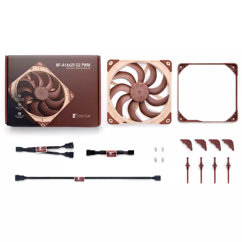Ventoinha Noctua NF-A14x25 G2 PWM 140 mm 1500 rpm Rolamento SSO2 4-Pin-PWM Bege