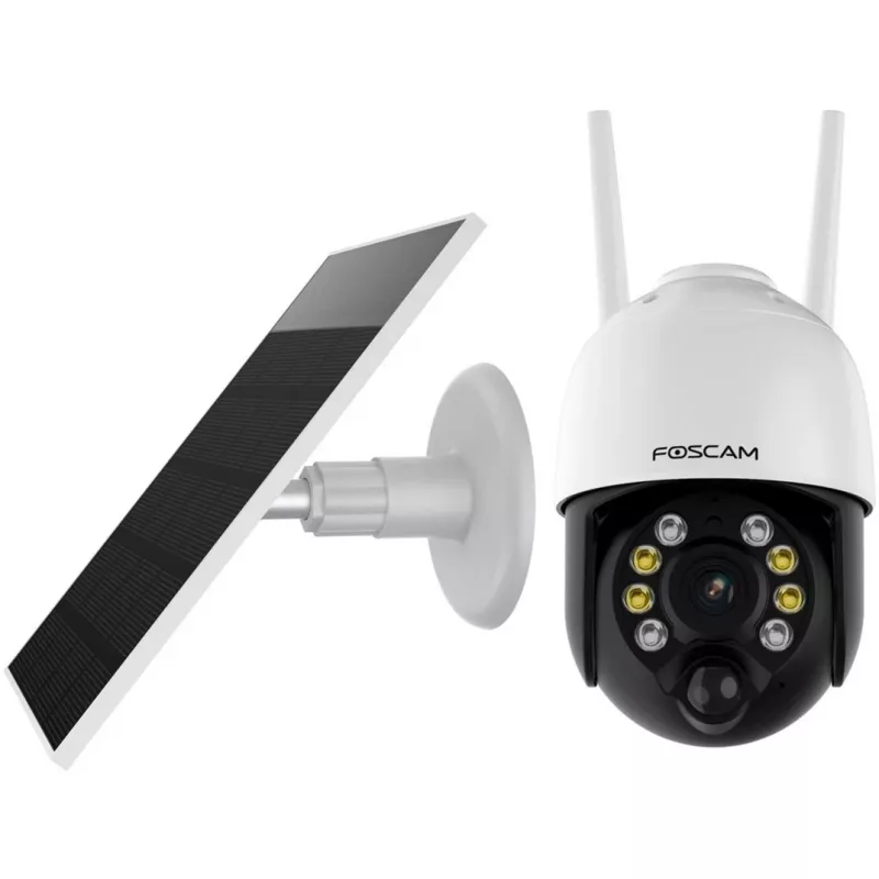 Foscam B4 câmara de segurança IP Wi-Fi para exterior, dome, 4 MP (2560 x 1440), com painel solar, a bateria, rotação e inclinação, zoom digital 6x, branca