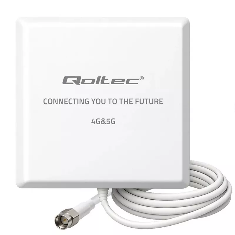 Antena 4G/5G LTE exterior QOLTEC 9 dBi com conector SMA e cabo de 3 m
