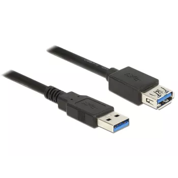 DeLOCK Cabo de extensão USB3.0 - Cabo de extensão USB - USB Type-A (M) para USB Type-A (F) - USB3.0 - 5,0m - Preto (85058)