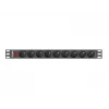 Unidade de distribuição de energia LANBERG PDU-09E-0300-BK — 9x tomadas tipo E, 16 A, 220–250 V, cabo de 3 m, rack 1U, 19 polegadas