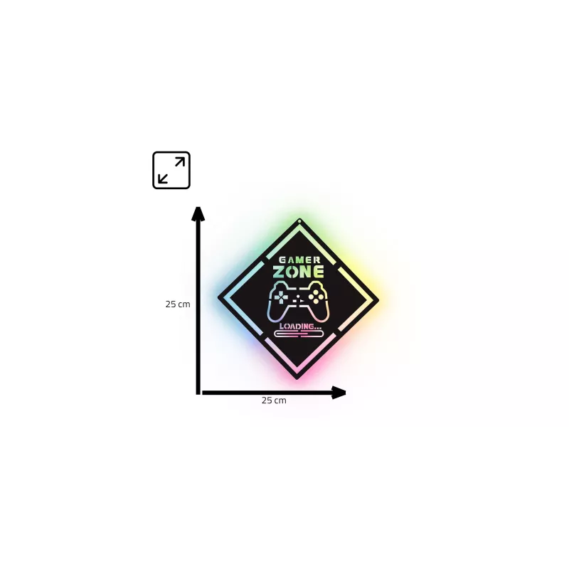 Placa LED Neon MANTA MASNL132RGB Style Neon Lights GAMER ZONE, decoração de parede com iluminação RGB